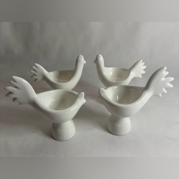 Set a four porcelain chicken egg cups - Picture 2 of 5
